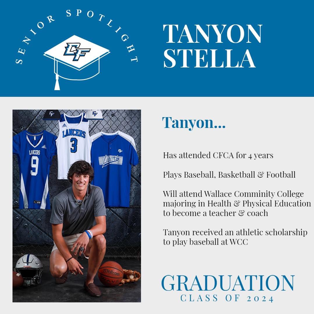 Tanyon Stella (@tanyonstella) on Twitter photo Just a few days until I officially graduate from CFCA. My time there has been great!
<a href="/CFCASports/">Lancer Athletics</a> Just a few days until I officially graduate from CFCA. My time there has been great!
<a href="/CFCASports/">Lancer Athletics</a>