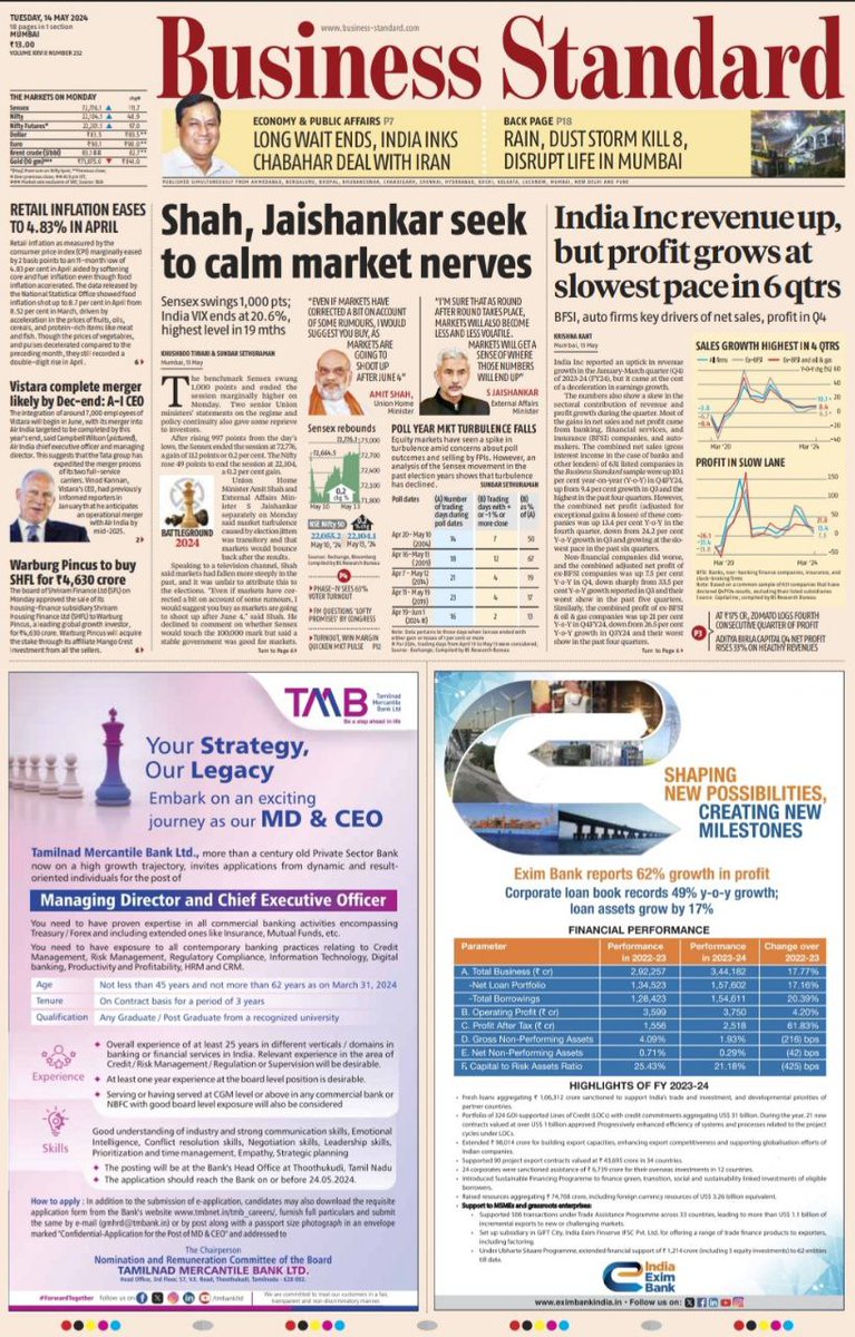 Good morning! Take a look at today's Business Standard front page. Read the stories on business-standard.com