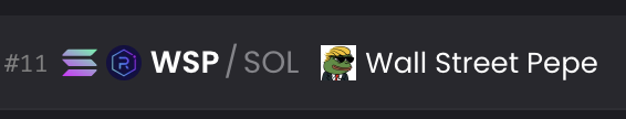 WALL STREET PEPE HAS BEEN SITTING IN TRENDING ALL DAY 

THEY WILL KNOW ABOUT US 

$WSP IS THE TICKER