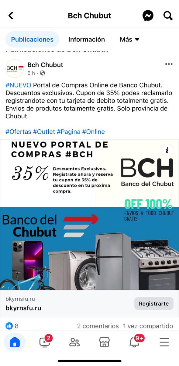 ESTAFAS: desde la Unidad Fiscal Especializada en Cibercrimen, se informa y  alerta a toda la ciudadanía, por nuevas modalidades de estafas. ESTÁN circulando dos tipos de información relacionadas con un supuesto sorteo de viviendas del Banco del Chubut y un portal compras.