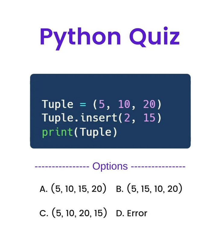 What is the output of the following Python code, and why? 🤔🚀 Comment your answers below! 👇

#python #programming #developer #morioh #programmer #coding #coder #webdeveloper #webdevelopment #pythonprogramming #pythonquiz #machinelearning #datascience