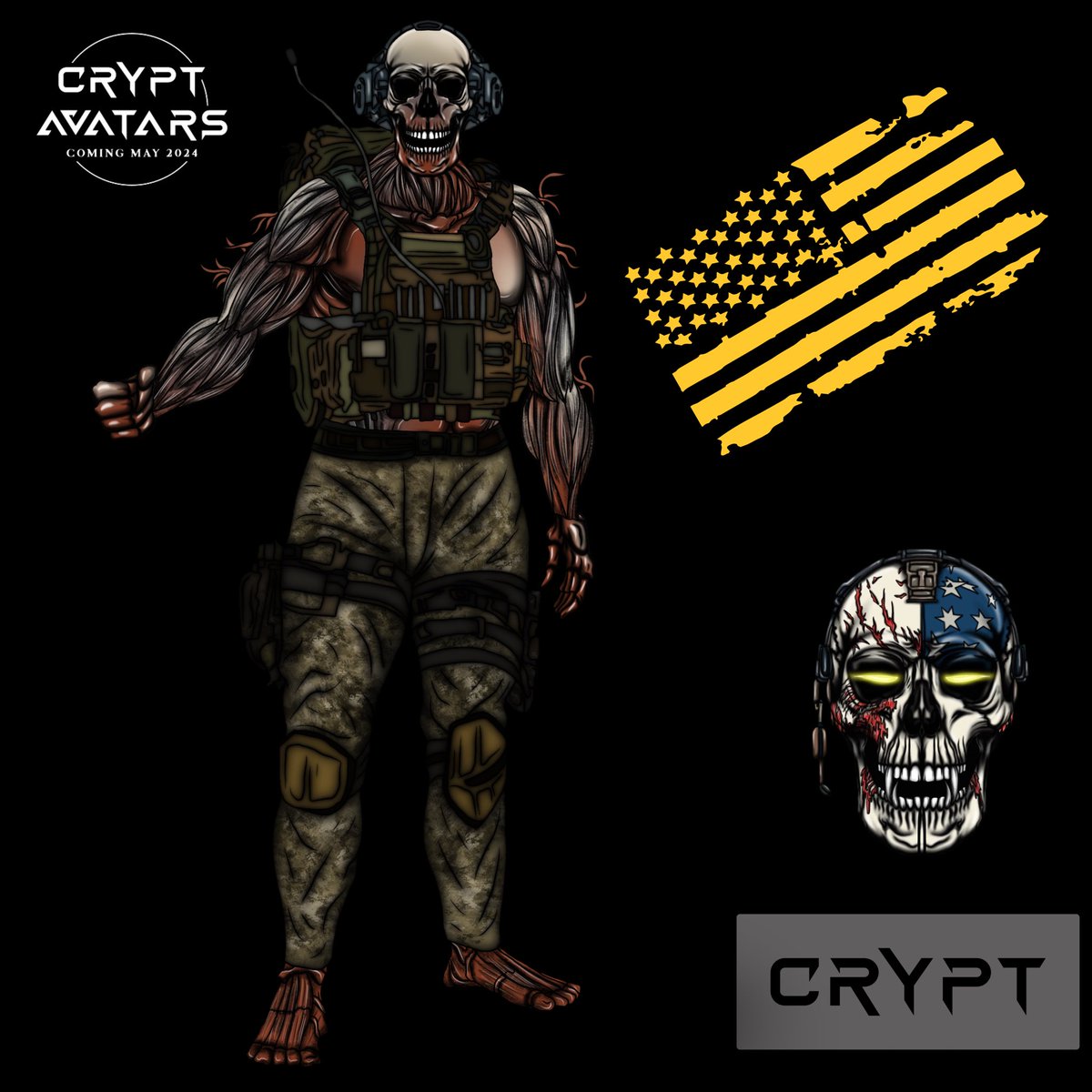 Had to drop a Sneak Peek for @crypt_warriors this is the first trait drop 🇺🇸 #Veteran #America #VeteransLivesMatter #NFT #Web3