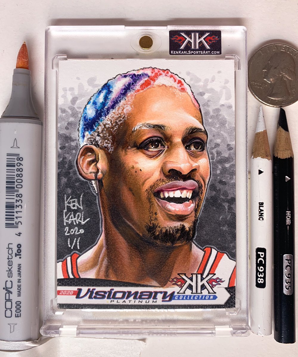 💥SOLD💥 Happy Birthday to @dennisrodman I’m sharing this 1/1 art card I drew for a collector of The Worm🪱 #Cardart #whodoyoucollect #sportsart