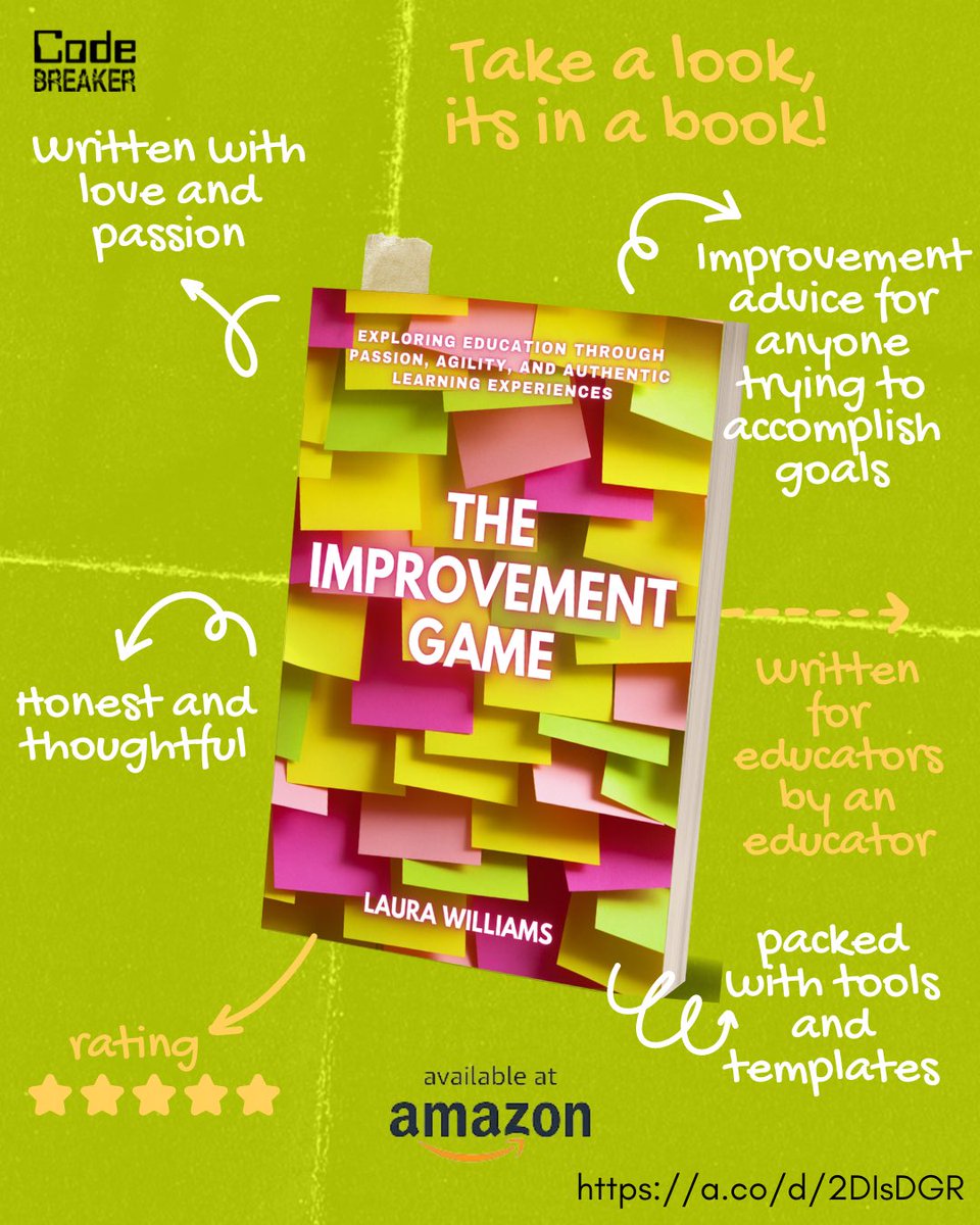 📋 Just the book for your list! ✨ Achieve goals in and out of the classroom with #TheImprovementGame 🛍️ The Improvement Game: Exploring Education Through Passion, Agility, and Authentic Learning Experiences a.co/d/b24mznS by @mrswilliams21c✨