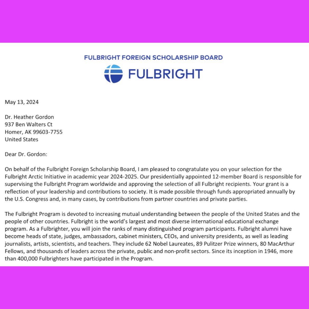 This is my thrilled face! I was awarded the Arctic Fulbright!!!!!