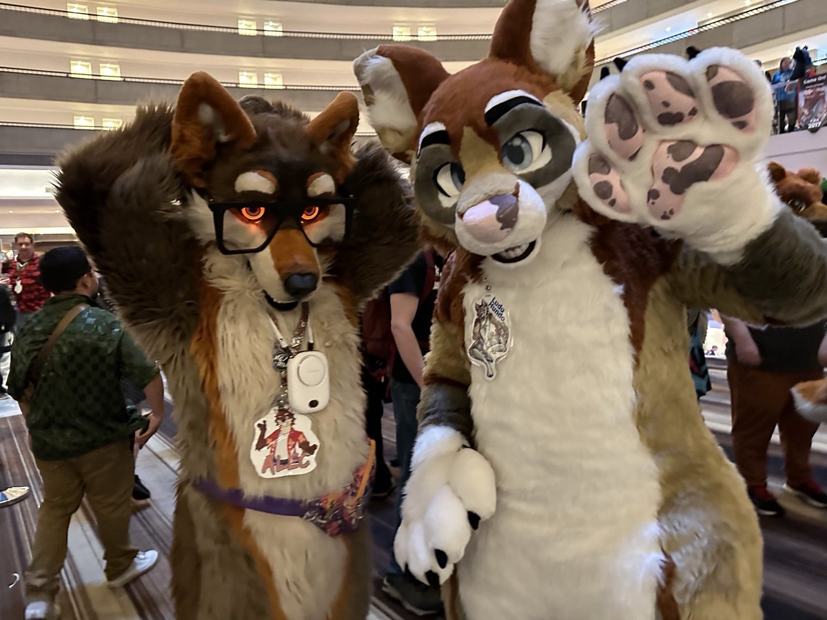 Suiting over the weekend with ⁦@CarsAndFursuits⁩ 😎 What an awesome suit too! #FWA #FWA24 #Fursuit #FurryFandom #FurryWeekendAtlanta