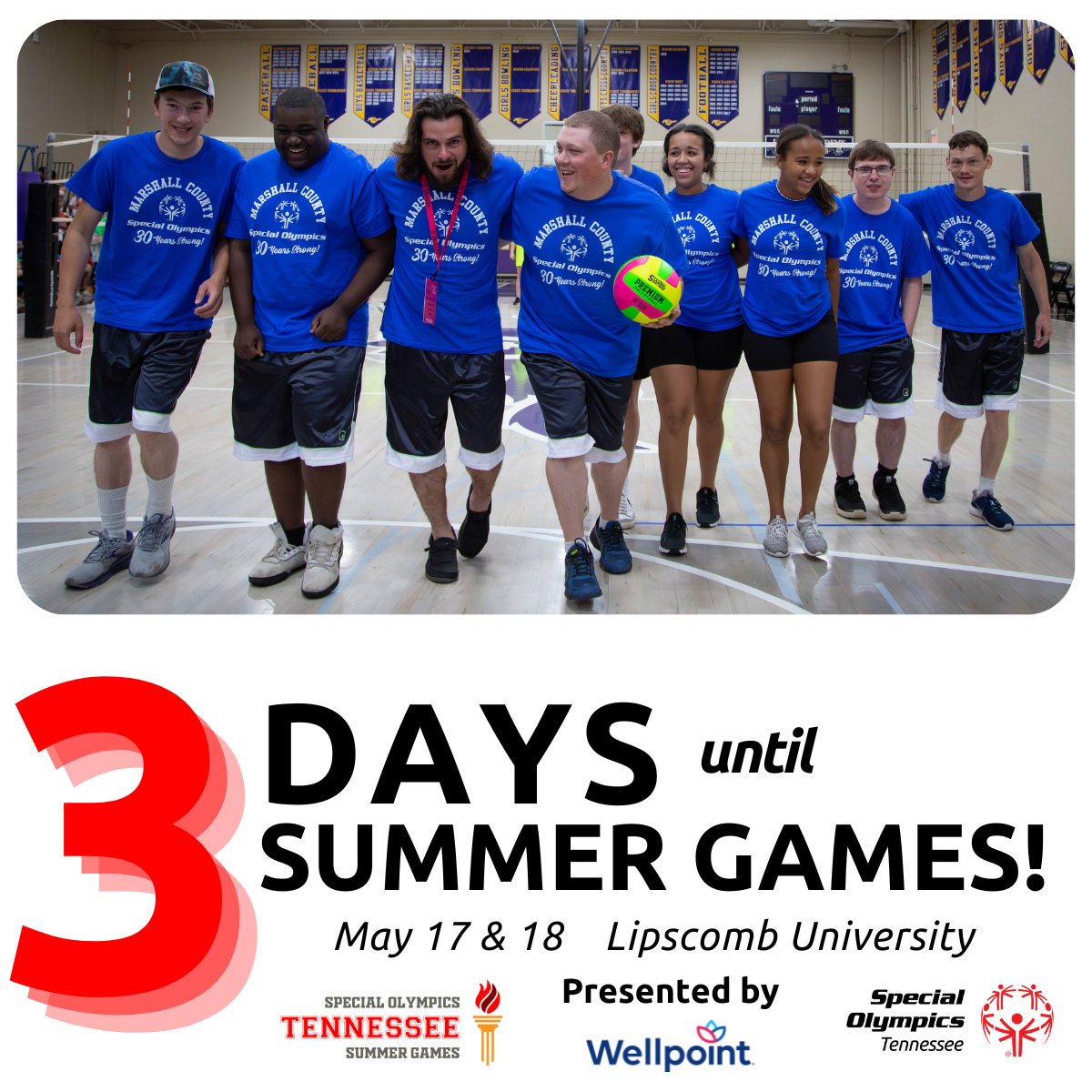 We're only THREE days away from State Summer Games presented by Wellpoint Tennessee. Will we see you there? Learn more: specialolympicstn.org/summergames