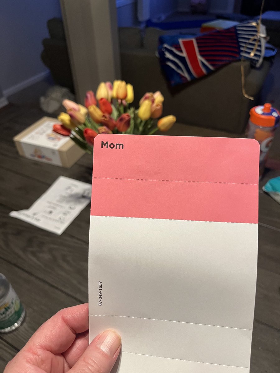 I allowed my 5-year old to pick a card at the store for Mother’s Day and she decided on the index card.