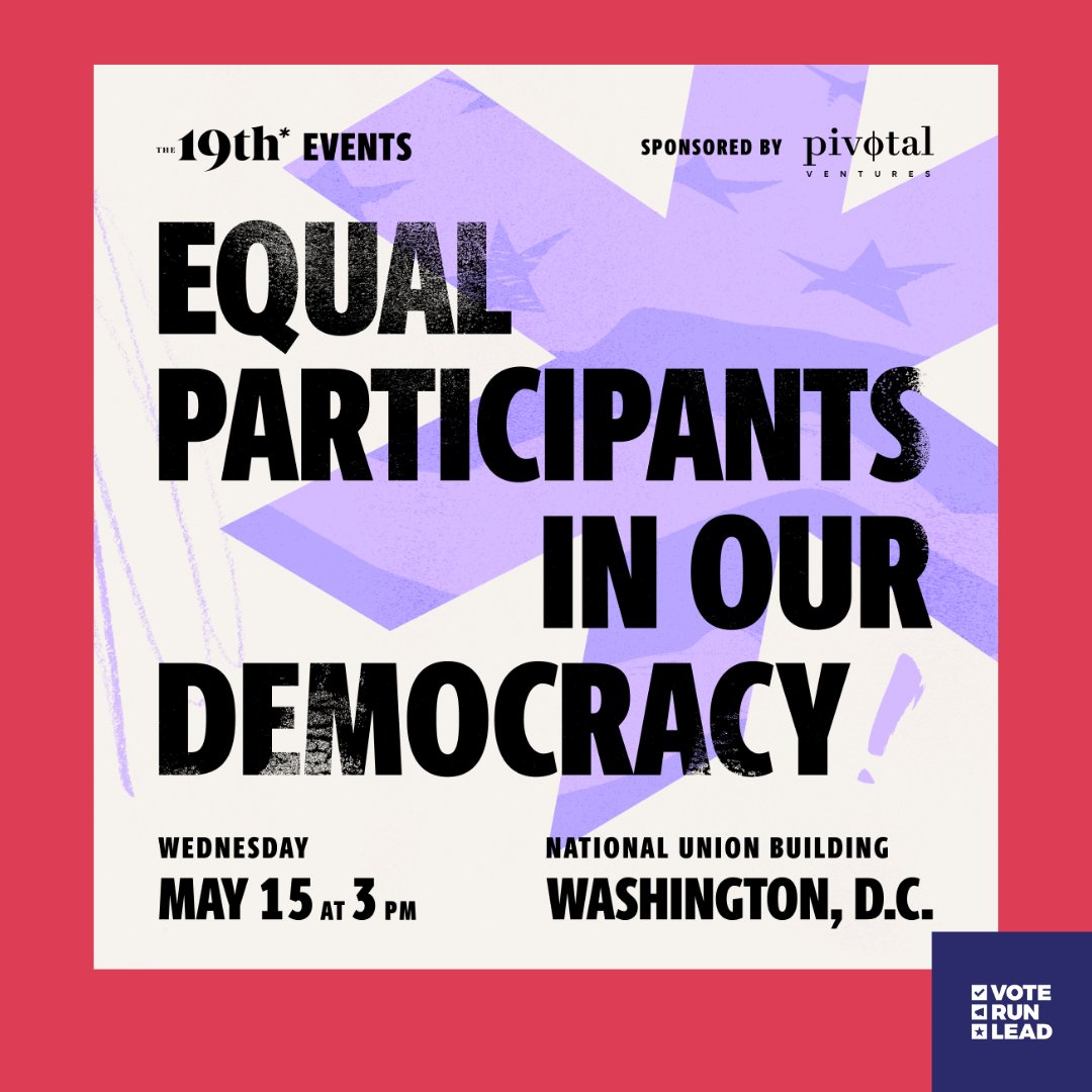 📣 In DC? Join the conversation this Wednesday! Founder & CEO @erinvilardi will join and Chief Political Officer @SabrinaShulman will speak at this empowering @19thNews event sponsored by @pivotalventures🗳️ RSVP: bit.ly/44IrXlY #RepresentationMatters #DemocracyDialogue