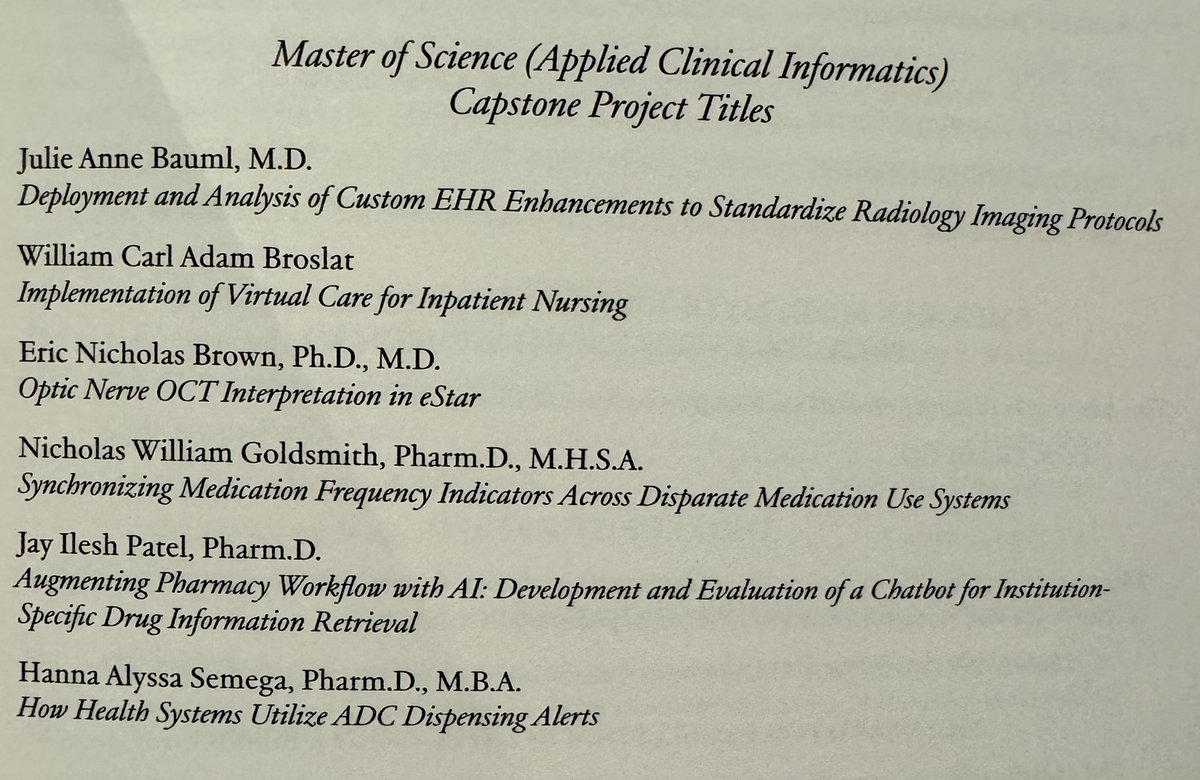 @vumcdbmi @VanderbiltU @realHSlater @kimunertlphd @jsancker Bravo! 👏 👏 Congrats also to Graduates of our MS in Applied Clinical Informatics (MSACI) program, who graduated in a separate ceremony along with other @VUmedicine grads! So proud of all our amazing @vumcdbmi graduates!