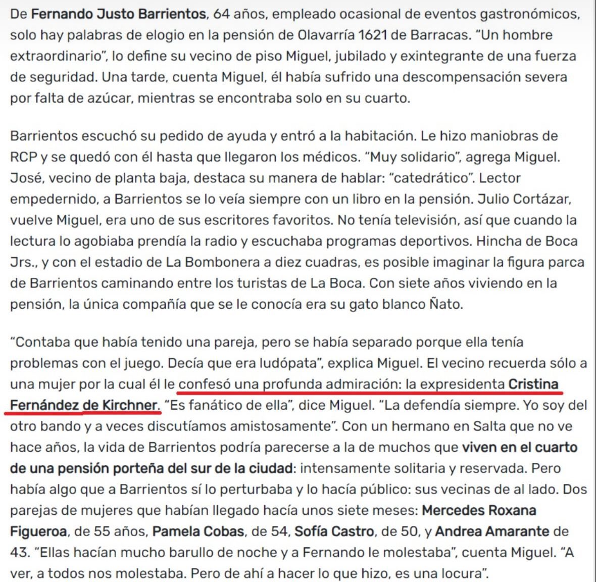 El asesino de las tres tortas no era militante de “la derecha y sus discursos de odio”, era admirador ferviente de Cristina Kirchner. ¿Y ahora?
