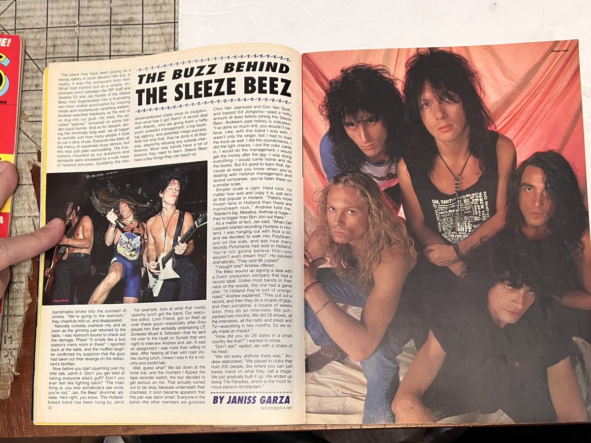 1990 article on the band #SleezeBeez. I fuckin' worship their album, 'Screwed, Blued, and Tattooed.'  And you should, too.  #hairmetal