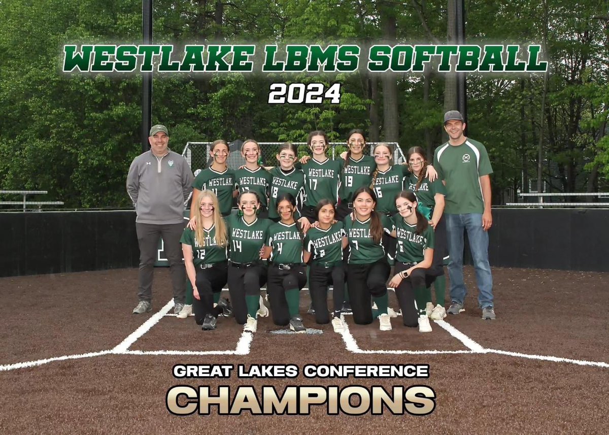 GLC Champions Alert! Congratulations LBMS Softball on an incredible season! 

Fun Facts:
•9-1 overall record
•6-0 GLC record
•outscored opponents 164 - 58
•outhit opponents 122-58
•defensively, turned 6 double plays and 1 triple play