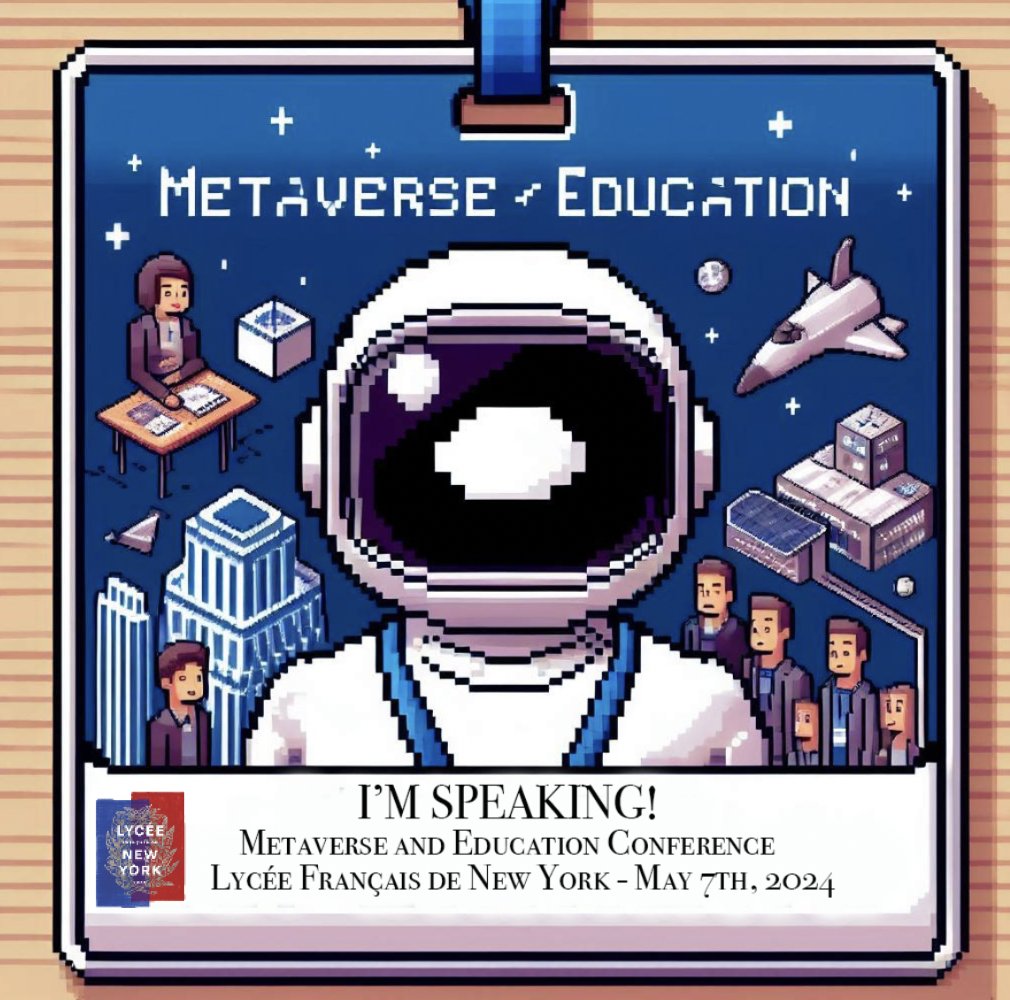Sharing Metaverse In Education 2024 at Lycee Francais New York
Honored to be invited to speak & teach, sharing our knowledge, experiences about need for technology to be inclusive & equitable. 
#ImmersiveTechnology #ImmersiveLearning 
#MetaverseEducation
#lovebuiltlife