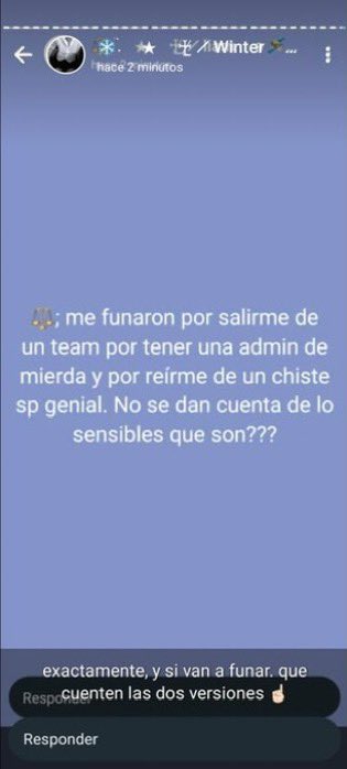 No, no sé te funa por salirte del team. Se te funa por ser tremendo hipócrita diciendo por un lado que querías a Zei pero en los estado se ve claramente como te estabas riendo de toda esta situación. Te pregunto, ¿a ti que te hizo Zei para que te burlaras de tu “supuesto amigo”?