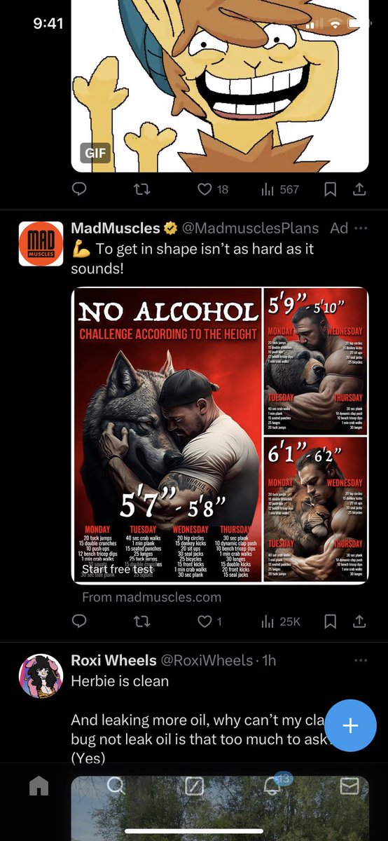 I start furry-posting, and eight hours later get served this ad in between @Dooper64 and @RoxiWheels