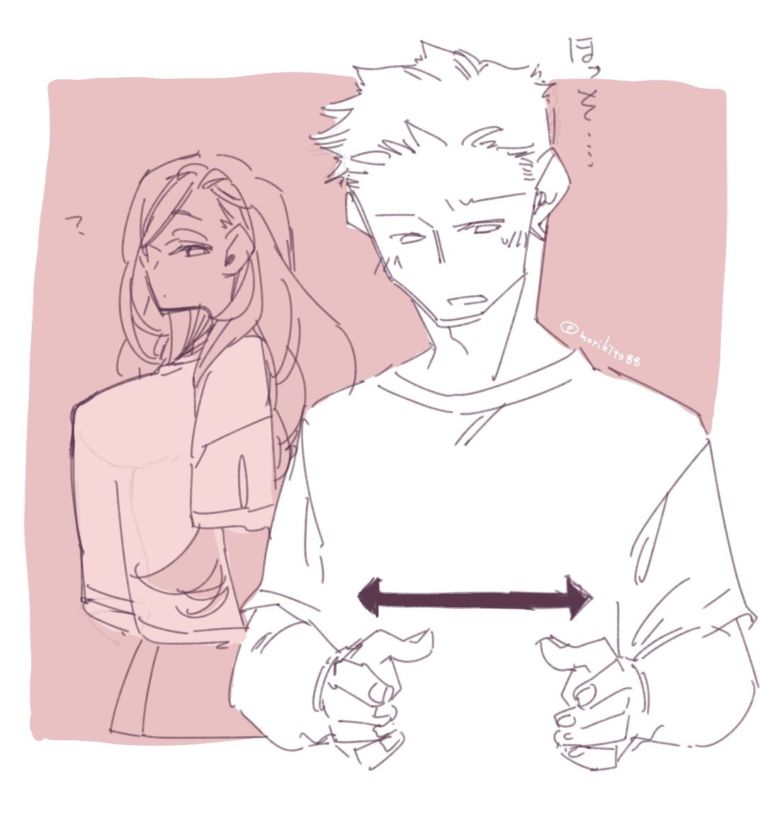 同棲蜜杞ちゃんと後輩くん。蜜杞ちゃんの細さを改めて実感してる後輩くん☺️ #ちびっこちゃん朝活 