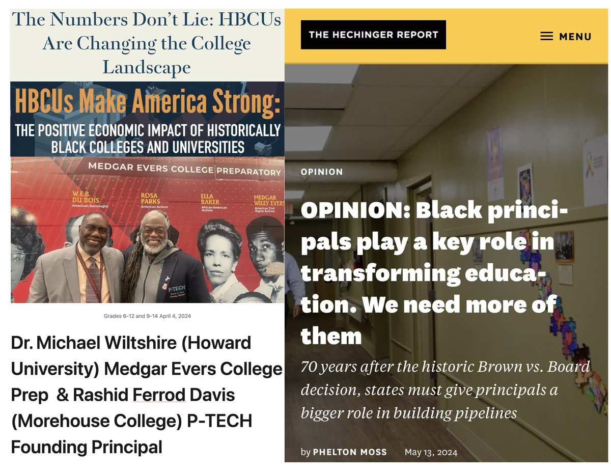 OPINION: Black principals play a key role in transforming education. We need more of them 70 years after the historic Brown vs. Board decision, states must give principals a bigger role in building pipelines hechingerreport.org/opinion-black-… @hechingerreport @WHI_HBCUs #HBCUGrad…