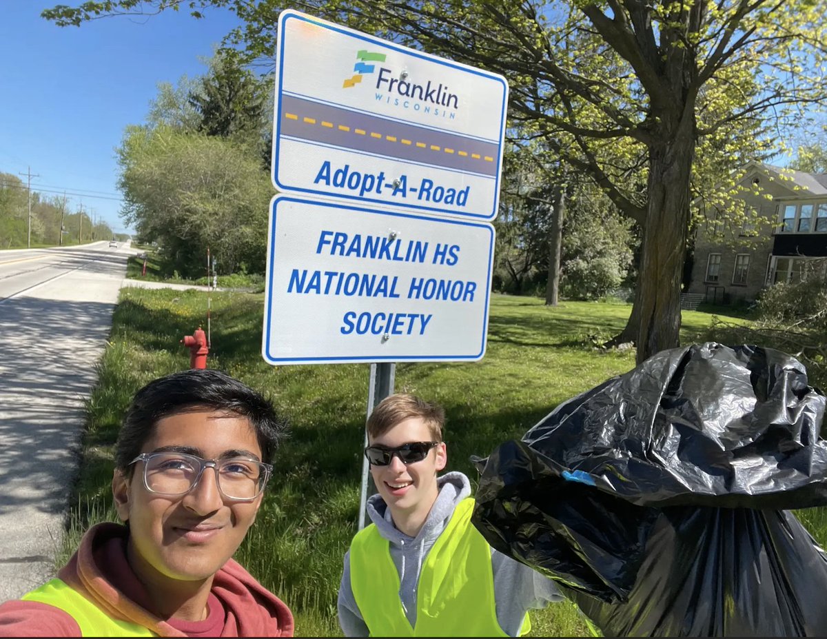 Last Sunday (May 5th), (12) members of the Franklin High School National Honor Society completed our annual Spring Road Clean Up in Franklin!  Thank you to the members of NHS for helping to clean up our little corner of Franklin! #BetterCommunity