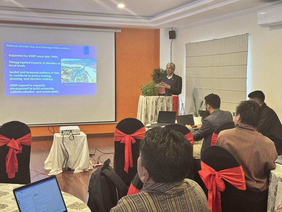 schophel2020's tweet photo. Unlocking disaster #lossanddamage data for #riskinformed #development & #resilience:
📊consultations focused on advancing #disaster #data for Bhutan. Insights will shape tailored solutions/system. @UNDP_Bhutan in 🤝 with the Dept. of Local Governance & Disaster Mgmt. https://t.co/g9WzJ6hRFl