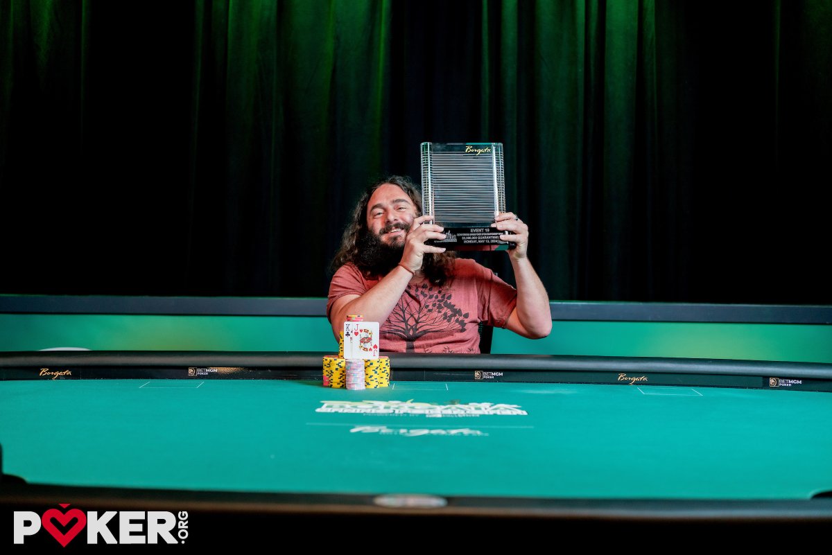 BetMGMPoker's tweet photo. 🚨A champ is born!🚨

Joel Deutsch took down $347K (his largest win to date) and a mini @BorgataAC 🏆 to secure the #BSPO Championship. Andrew Voor took runner-up for a cool $239K. GG!

Here's how it played out via @pokerorg: https://t.co/DKAxqkLyxV https://t.co/7NPPSXFZog