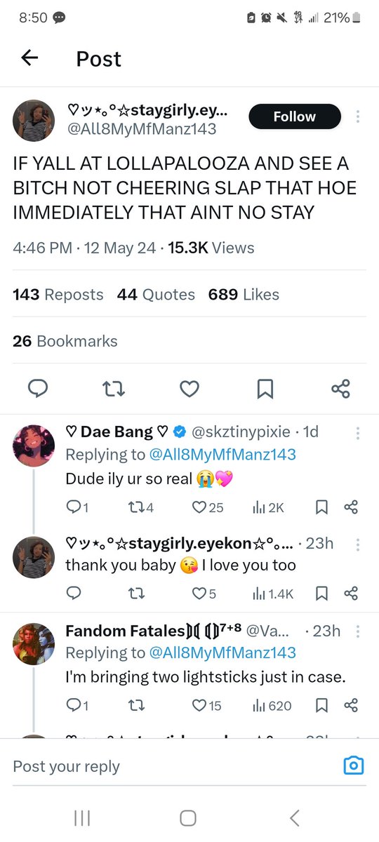 innieayen's tweet photo. im blocked on main but this is DISGUSTING people are genuinely planning on hurting other people if they put their lightstick down during that song. yall are absolutely rotted in the brain. https://t.co/8Aif1VImNn