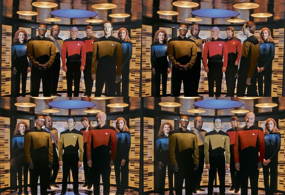 Outtakes from the STAR TREK: TNG Season 7 cast group photo session. #StarTrek