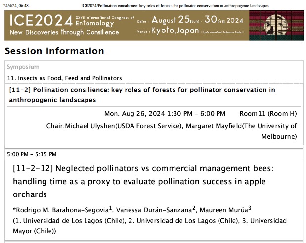 (1/2) Parte 3 ¿les contamos que quedamos en el simposio 'pollination consilience: key roles of forests for pollinator conservation in anthropogenic landscapes para el @ice2024kyoto_jp? bueno, mi sarcasmo de la parte 2 tiene que ver con esto: no siempre el mejor polinizador->