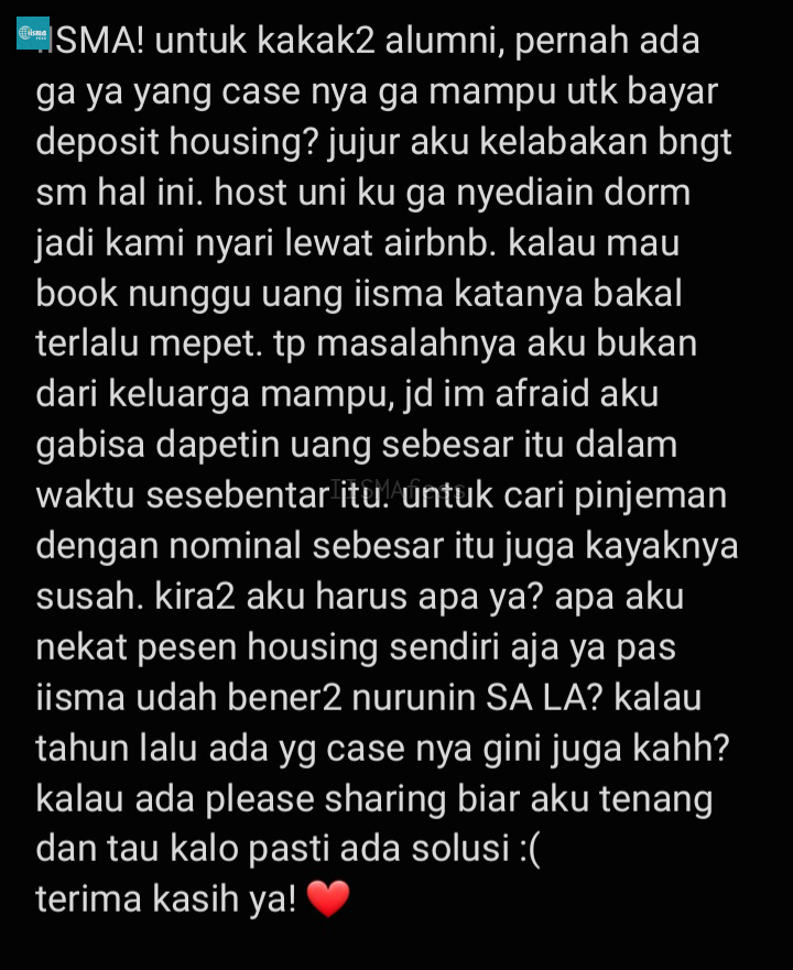 iisma! kakak-kakak alumni pls help 😔❤️