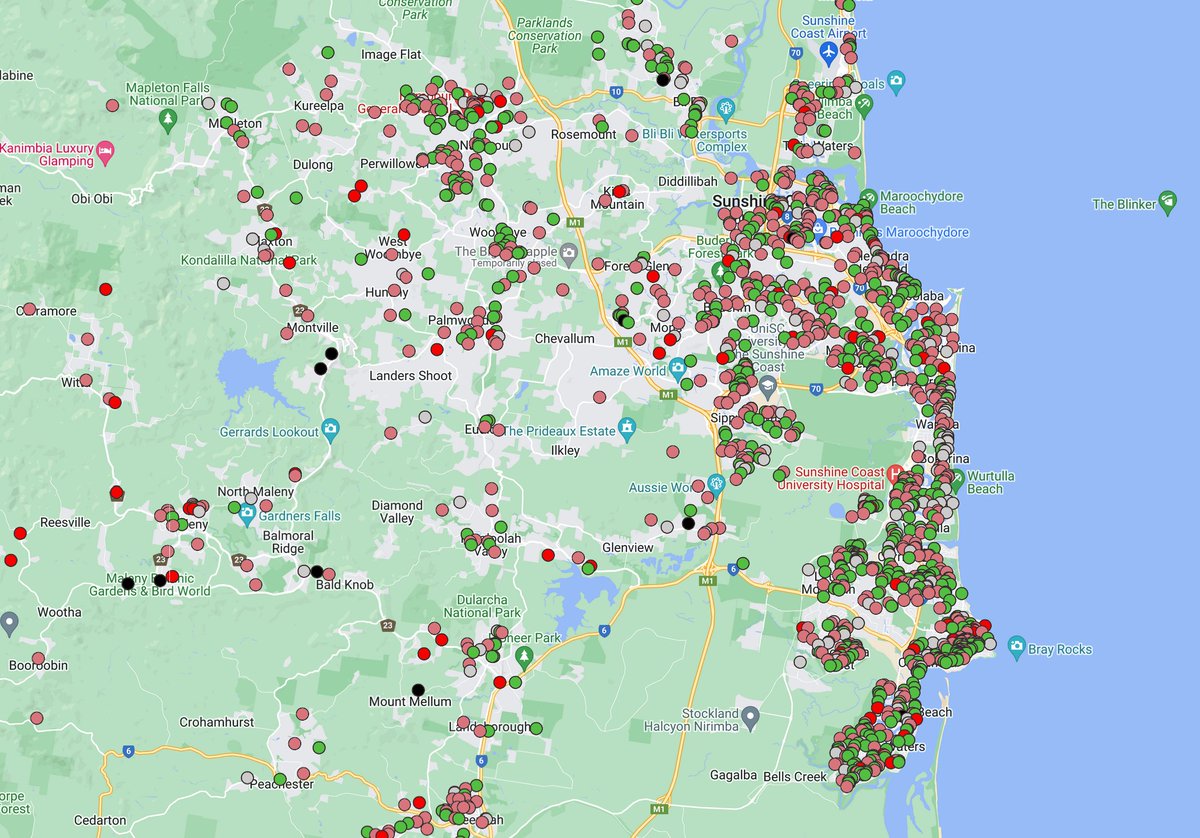 #SunshineCoast sold map with the hinterland mostly selling under. Spachus.com.au #property #rba #realestate
