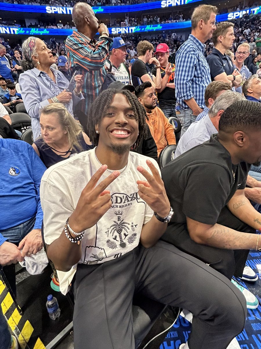 Dallas/Fort Worth native Tyrese Maxey in the house for tonight’s. #Mavs #Thunder game.  #NBAPlayoffs