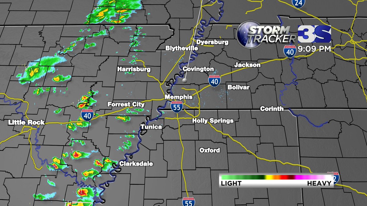 Scattered showers and storms starting to pop along and west of the Mississippi River, and they'll be moving east overnight. A few may produce gusty winds and small tonight, but overall severe threat is low.