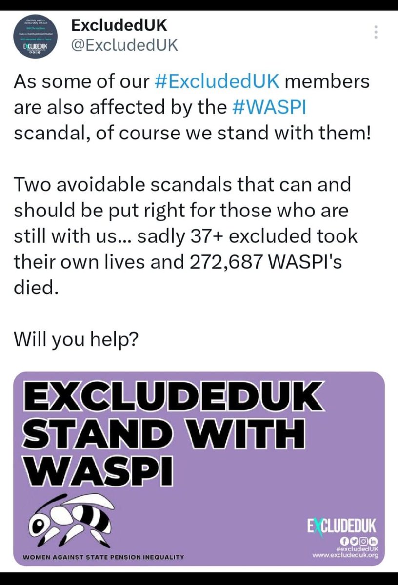 @shelaghas @ExcludedUK @carolvorders @DWPgovuk @WASPI_Campaign My pleasure @shelaghas, I was brought up to fight for what is right and the #WASPI #1950swomen have been treated disgracefully…for those also excluded unjustly is absolutely disgusting and #ExcludedUK will not just stand by and watch