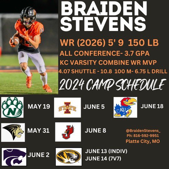 Camp season is here!Can’t wait to compete!! <a href="/CoachRyanGent/">Ryan Gent</a> <a href="/CoachSvarczkopf/">Greg Svarczkopf</a> <a href="/Coach_NPauley/">Noah Pauley</a> <a href="/CoachTSamuel/">Terrence Samuel</a> <a href="/CoachAmbroson/">Jason Ambroson</a> <a href="/Coach_Odom/">Barry Odom</a> <a href="/Coach_Middleton/">Matthew Middleton</a> <a href="/NastyWideOuts/">Coach Jacob Peeler</a> <a href="/Lindenwood_OC/">Dusty Hovorka</a>