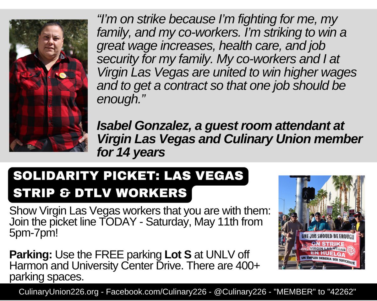 For the first time in over 22 years, Culinary & Bartenders Unions led 700+ hospitality workers in a strike as they continue to push for new 5-year union contract at @VirginHotelsLV. Workers sent a strong message that the company needs to do the right thing. #OneJobShouldBeEnough