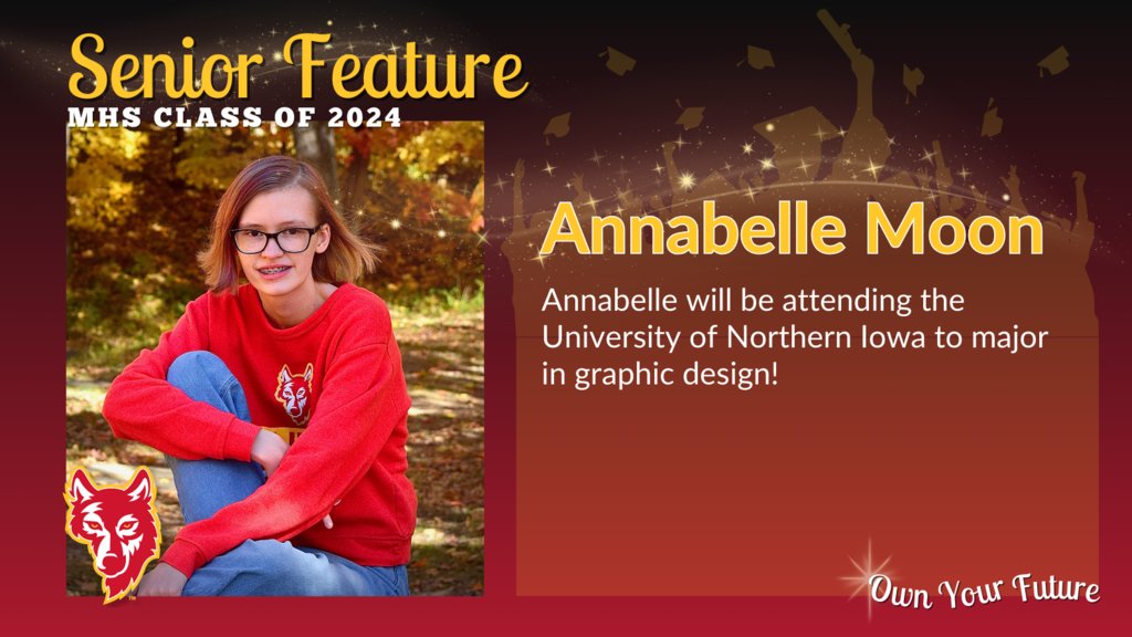 Congratulations to the Class of 2024! 🎓🌟  After graduation, Annabelle Moon will be attending @northerniowa to major in graphic design. ✍️🎨 Congratulations, Annabelle! We look forward to seeing what the future holds for you. #MISDInspire #MISDOwnYourFuture #WeAre2024