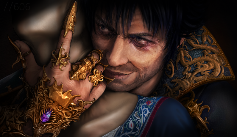 606mog's tweet image. I so badly want Gortash to choke me out with those gay little claws ):
Last year I planned to do a series of choking pictures with his gauntlet but it turns out literally every aspect of this man is difficult to draw