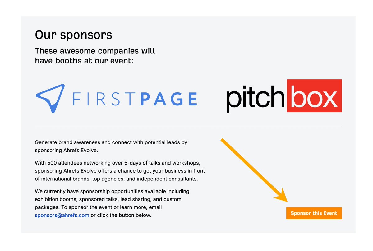 In October we're hosting our first BIG conference in Singapore: 'Ahrefs Evolve.' And we're happy to have two amazing companies as our sponsors/exhibitors: 1. @PitchboxApp - a killer software for (SEO/PR) outreach. 2. FirstPageDigital .sg - a trusted Singaporean digital