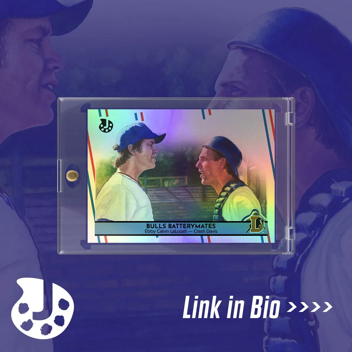 JasonYoderArt's tweet image. "Sears sucks." Live on the website: 2 variations of my custom Crash Davis/"Nuke" LaLoosh retro 80s baseball art cards. Features my original artwork. Each card is signed &amp;amp; numbered as a very limited edition of only 6 per version. Get them before they're gone! *Link in bio!