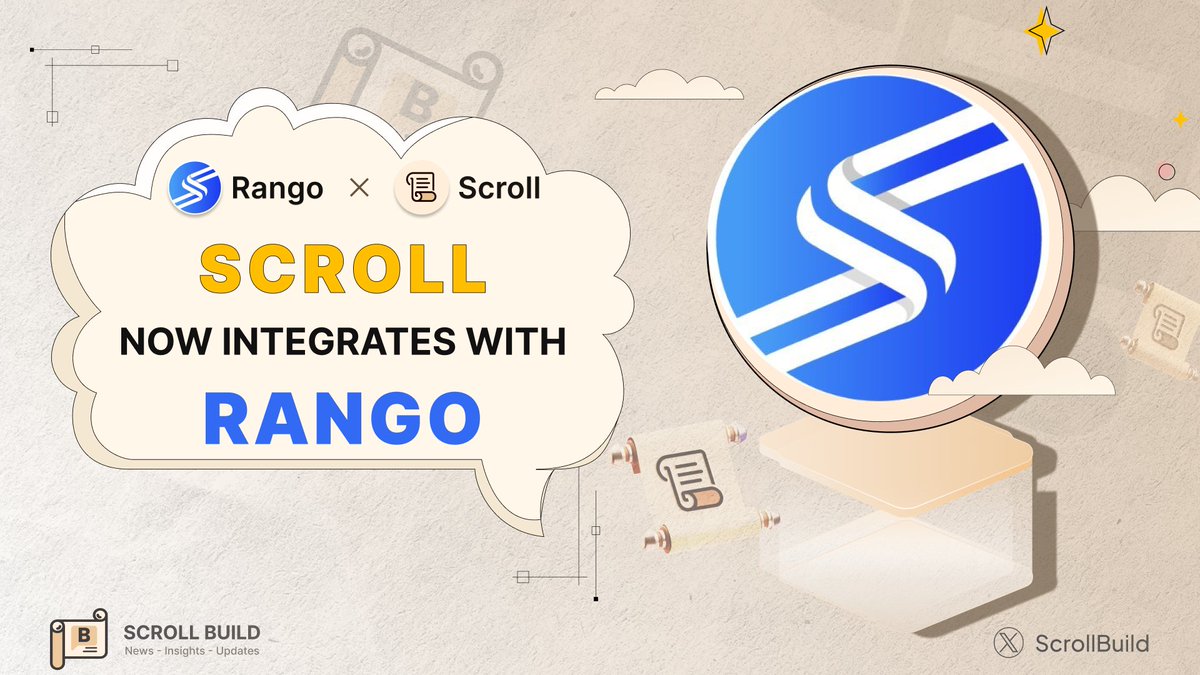 👏 @Scroll_ZKP is now live on @RangoExchange ! 

This integration brings #Scroll into Rango's crosschain protocol, unlocking new possibilities across 60+ blockchains! 🌐

🔗 Explore Scroll on Rango today: app.rango.exchange

#Scroll #Rango