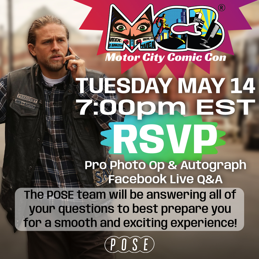 Have questions about #MotorCityComicCon photo ops and autographs? POSE will be going live TODAY at 7pm EST answering any questions regarding photo ops and autographs. RSVP now at facebook.com/events/9819301…