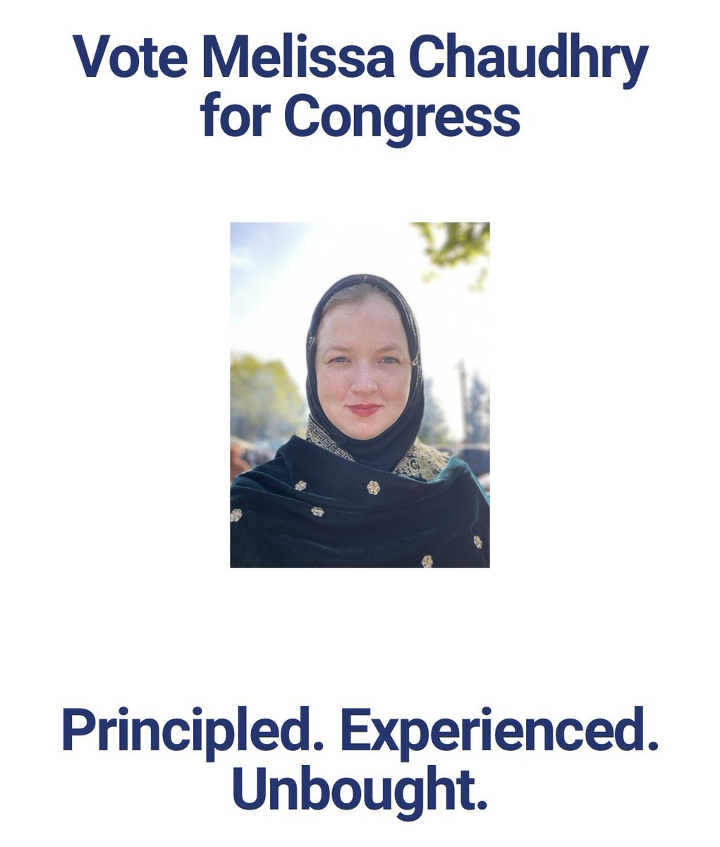 Turns out an old ally of mine’s wife, Melissa Chaudry, is running in WA09 against heinous AIPAC warmonger and all around ghoul Adam Smith, ranking Dem of HSAC. He is in the top 10% most conservative Dems by career voting record

Years ago when I ran as a Dem, I was asked if I