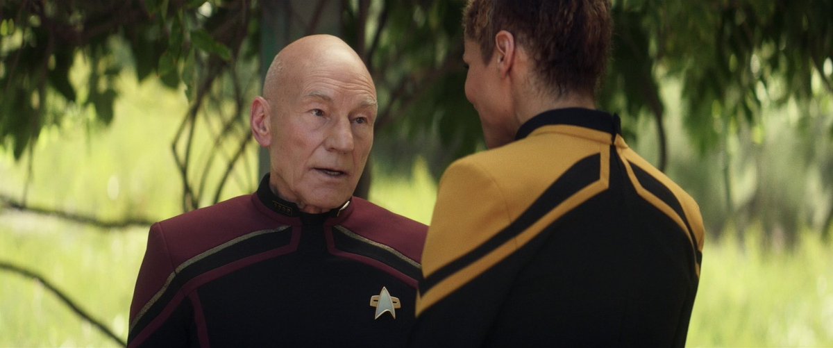 “They’re on Commander Lavelle’s transport heading for the colony on Scheria,” Raffi says. “Once the teams install the modulator, set a course for Scheria,” Picard says. “I have—a duty to perform.” 3/9