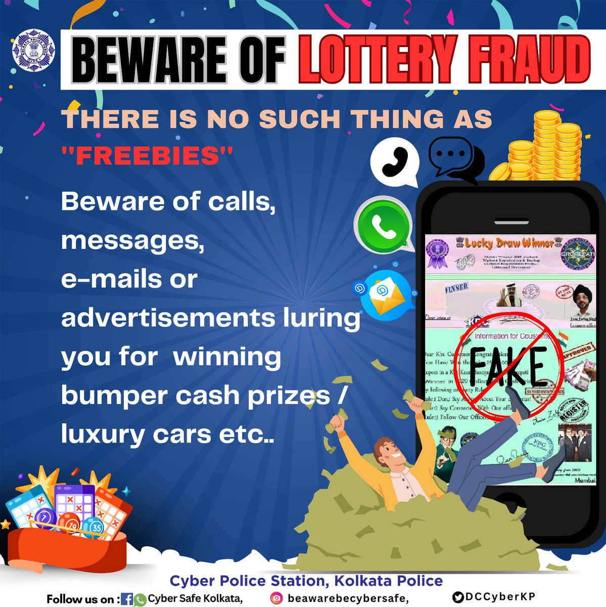 Beware of Lottery Fraud. Stay aware & be safe. #cybersafety #cyberaware