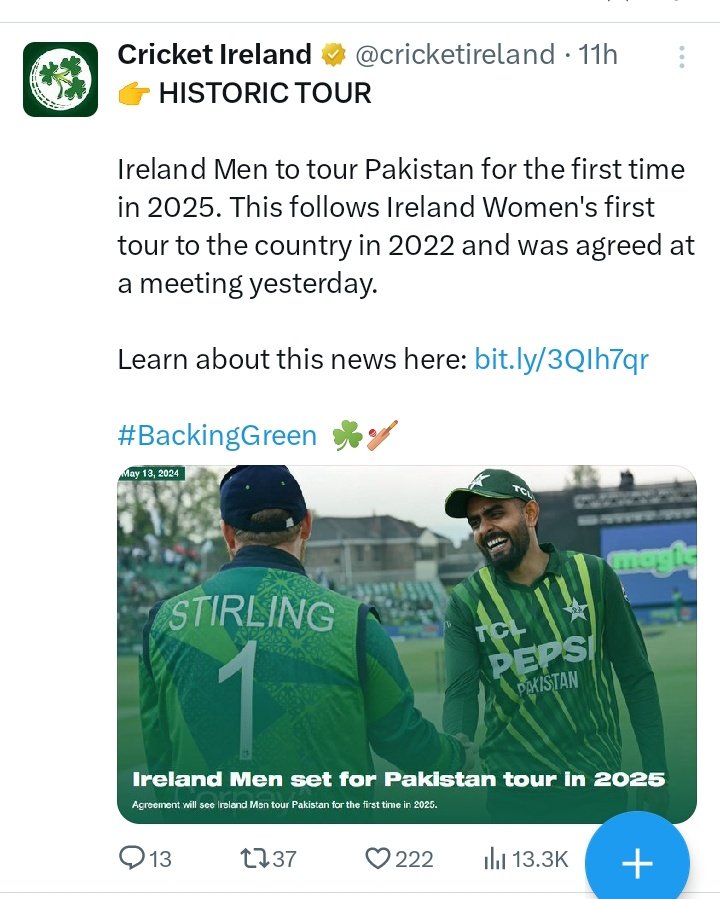 Historic Tour ❤️💪💥💥 IRELAND Circket Agreed ✍️✅ Tour Of PAKISTAN First Time 🤩 2 Test 5 ODi 7 T20Is In 2025 Really Good News For PAKISTANi Circket fans 👏❤️ #PAKvIRE #BabarAzam