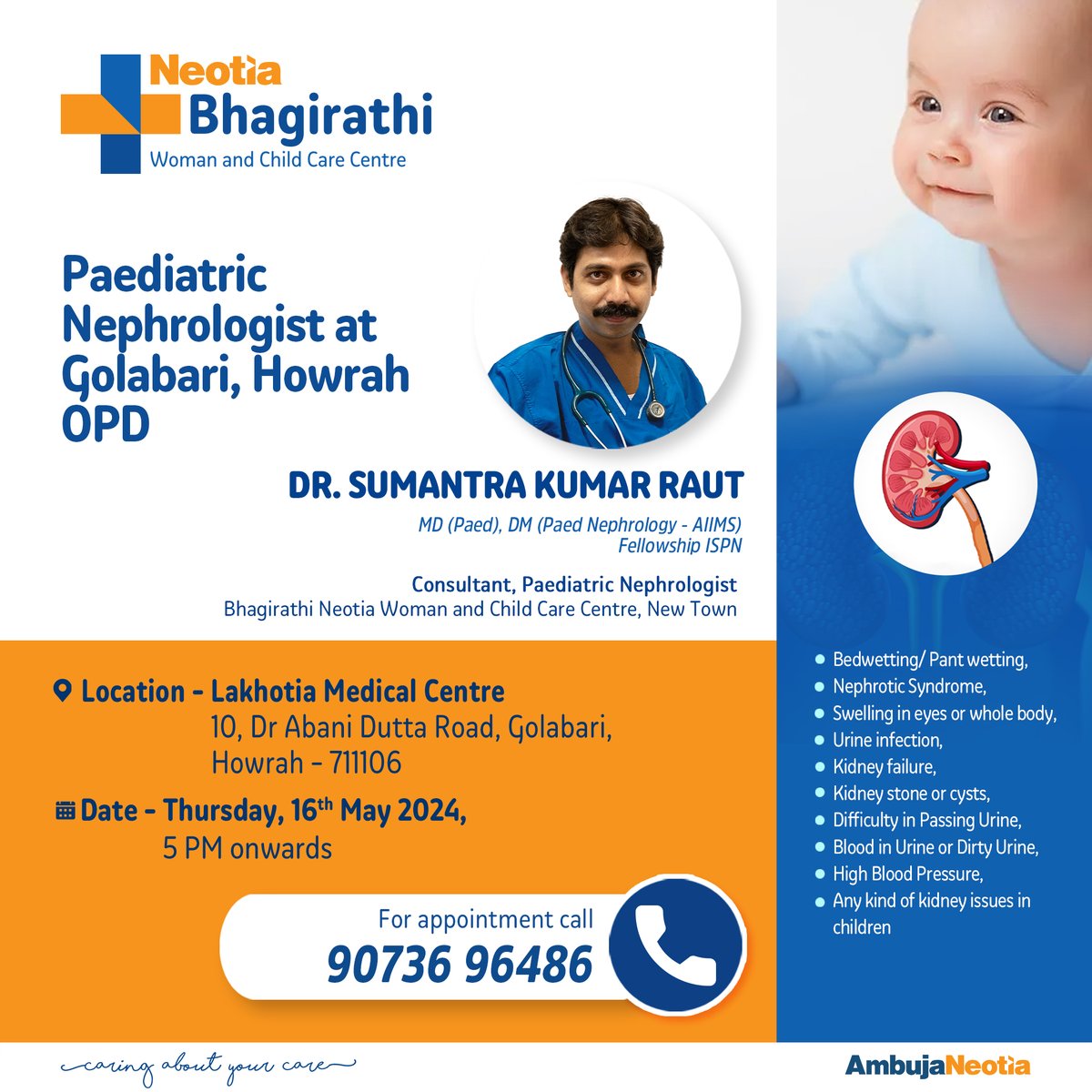 Paediatric Nephrologist of #BhagirathiNeotiaWomanandChildCareCentreNewTown will be available on Thursday, 16th May 2024 at Golabari, Howrah.
Contact : 9073696486
#BNWCCC #CaringAboutYourCare #paednephro #Howrah #howrahclinic  #kidneychild #childcare #healthcare #AmbujaNeotia