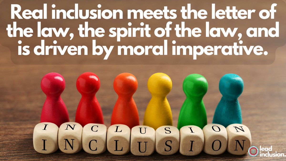 🌟If our actions were driven by the law, we haven't really included. Real inclusion meets the letter of the law, the spirit of the law, and is driven by moral imperative. 🌟 #LeadInclusion #SpedChat #UDL #EdLeaders #TeacherTwitter