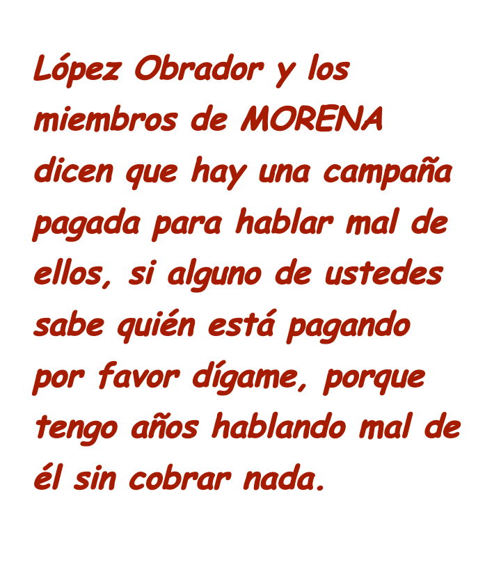 Cobrar por hacer proselitismo es tener muy poca mdre. 
Sería peor que Obrador y sus simpatizantes.
#FuerzaYCorazónPorMéxico 
#FueraMorenaEn2024 
@XochitlGalvez
@STaboadaMx
@SocCivilMx
@SocCivilMx2
🇲🇽🤞🏻✌🏻