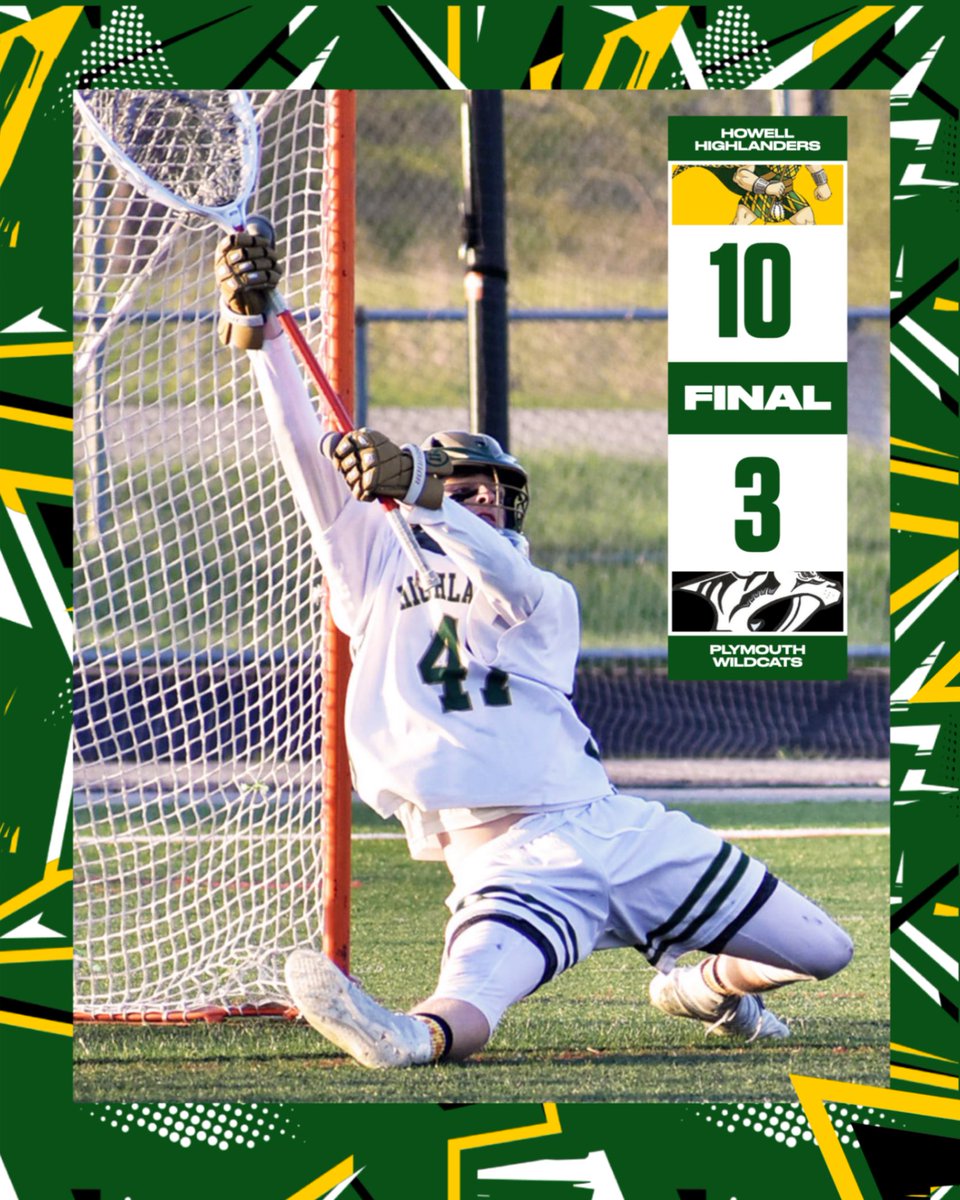 Howell defeat Plymouth, 10-3! Nolan Hudnut had a very good night with 19 saves for a total of 223 on the season. Andrew Warnecke had four goals on the evening, Sam and Caleb Edwards had two goals. Freshman Ryan O'Dea had a goal and two assists. #OneHowell