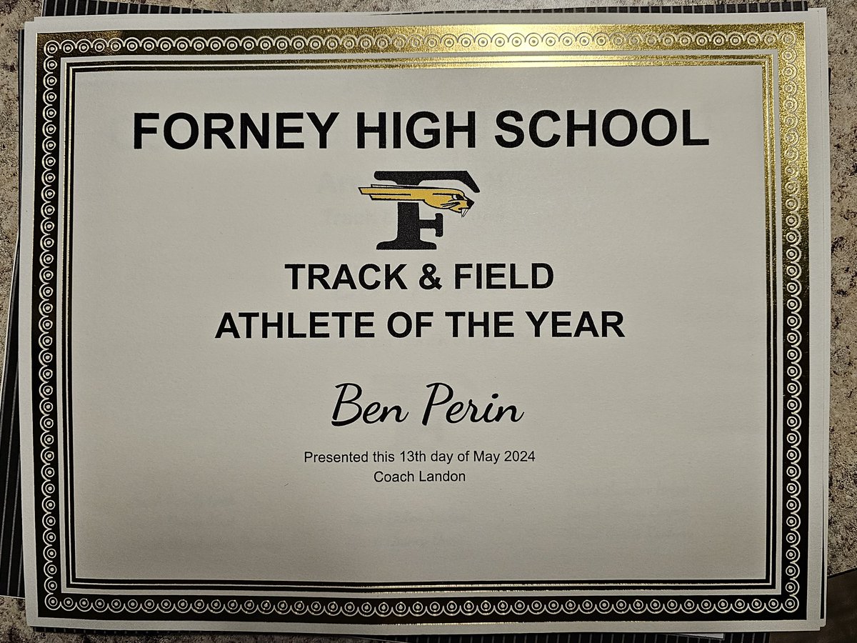 What an honor to have been named Forney High School 2024 Track and Field Athletes of the Year! Thank you @CoachHelzer and @ForneyTrack